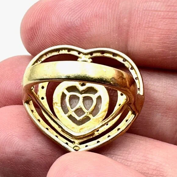 Chuck Clemency Womens Ring Sterling Silver Heart Opal White Topaz Diamond Ring